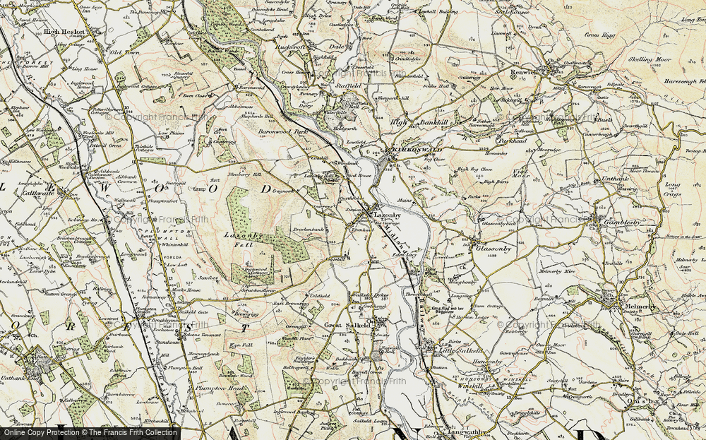 Old Map of Historic Map covering Bleaberry Hill in 1901-1904