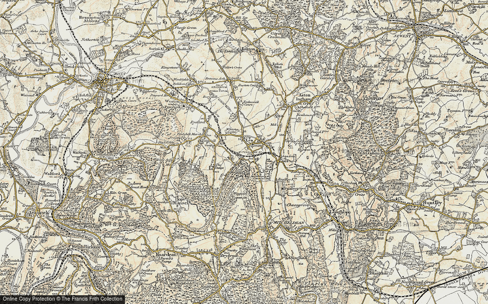 Old Map of Historic Map covering Adam's Cot in 1899-1900