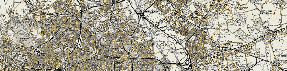 Old map of Lea Bridge in 1897-1898