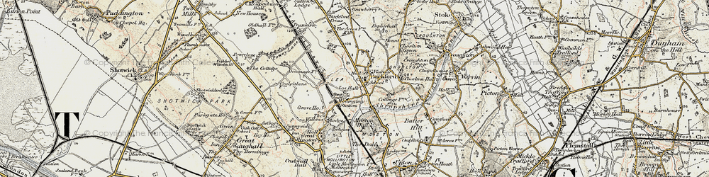 Old map of Lea by Backford in 1902-1903