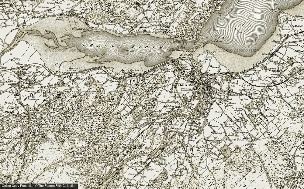 Old Map of Historic Map covering Bruichnain in 1908-1912