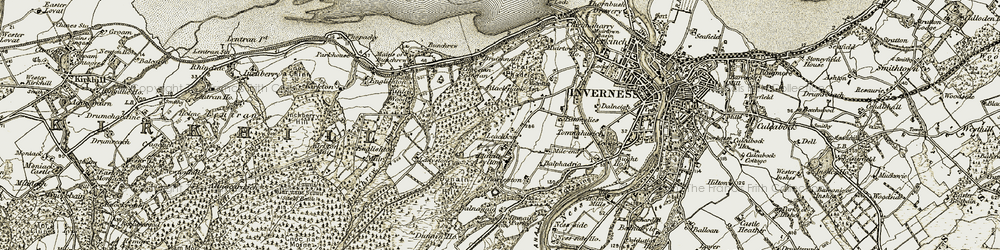 Old map of Leachkin in 1908-1912