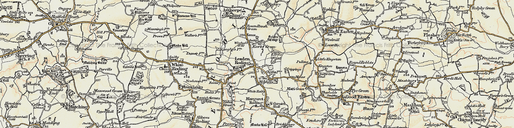 Old map of Leaden Roding in 1898