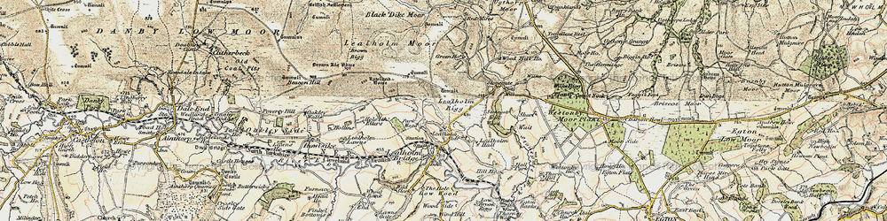 Old map of Black Dyke Moor in 1903-1904