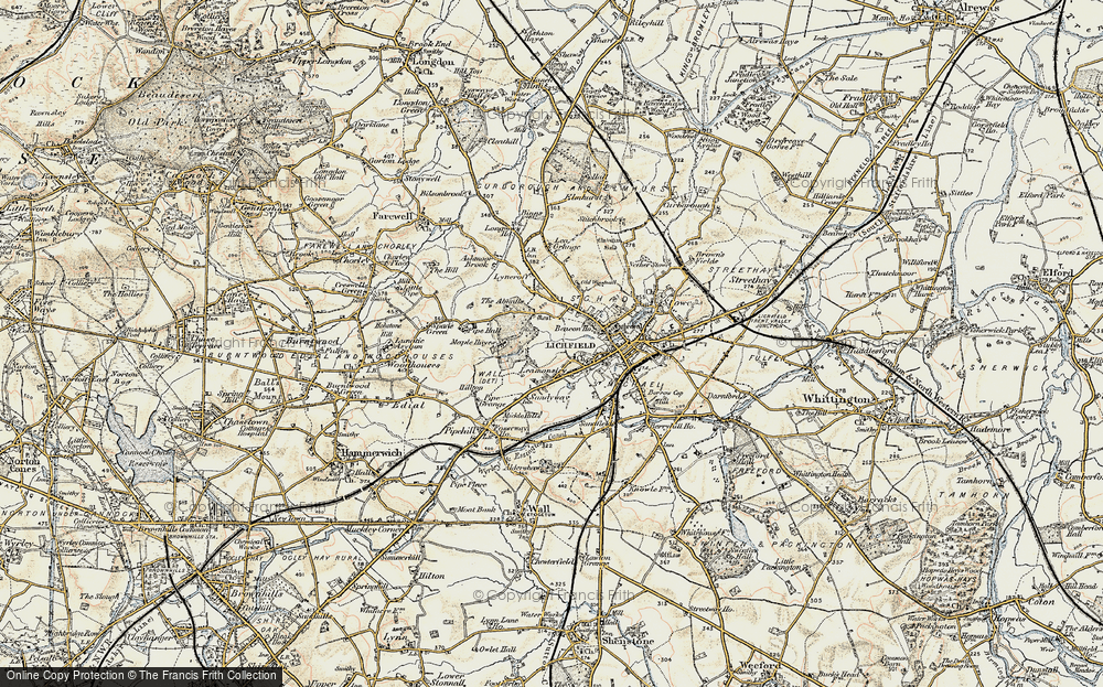 Old Map of Historic Map covering Ashmore Brook in 1902
