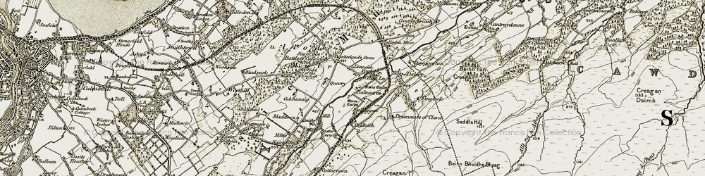 Old map of Beinn Uan in 1908-1912