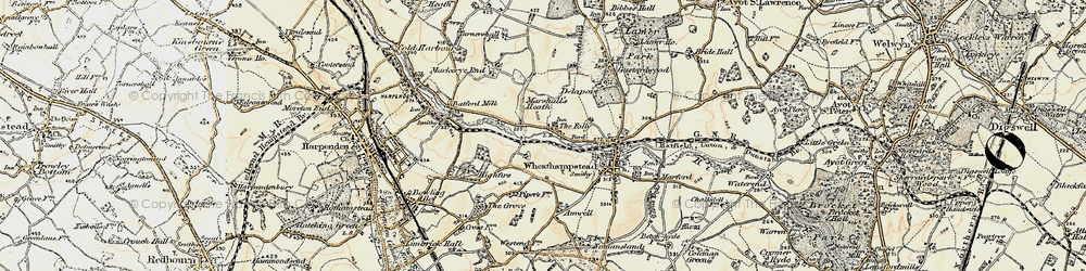 Old map of Leasey Bridge in 1898-1899