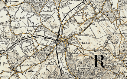 Old map of Leatherhead in 1897-1909