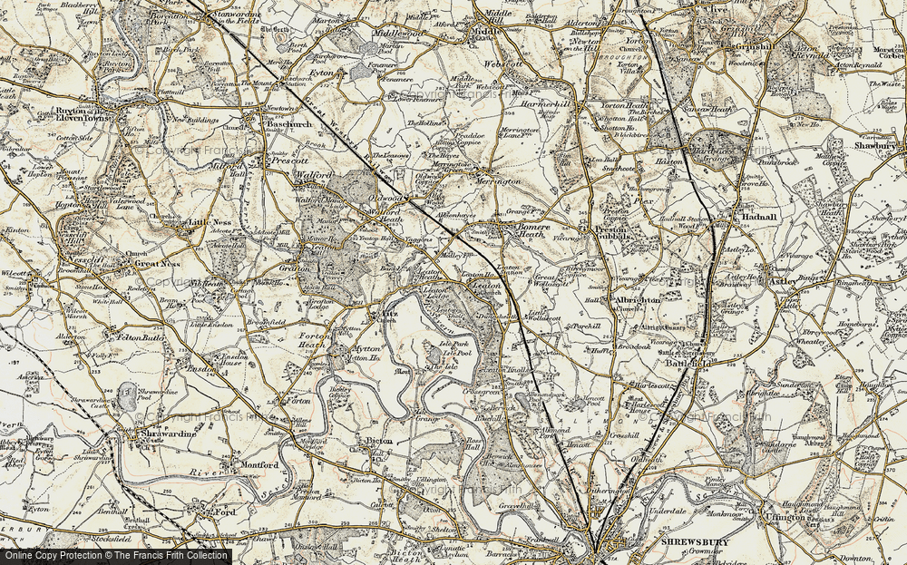 Old Map of Historic Map covering Albionhayes in 1902