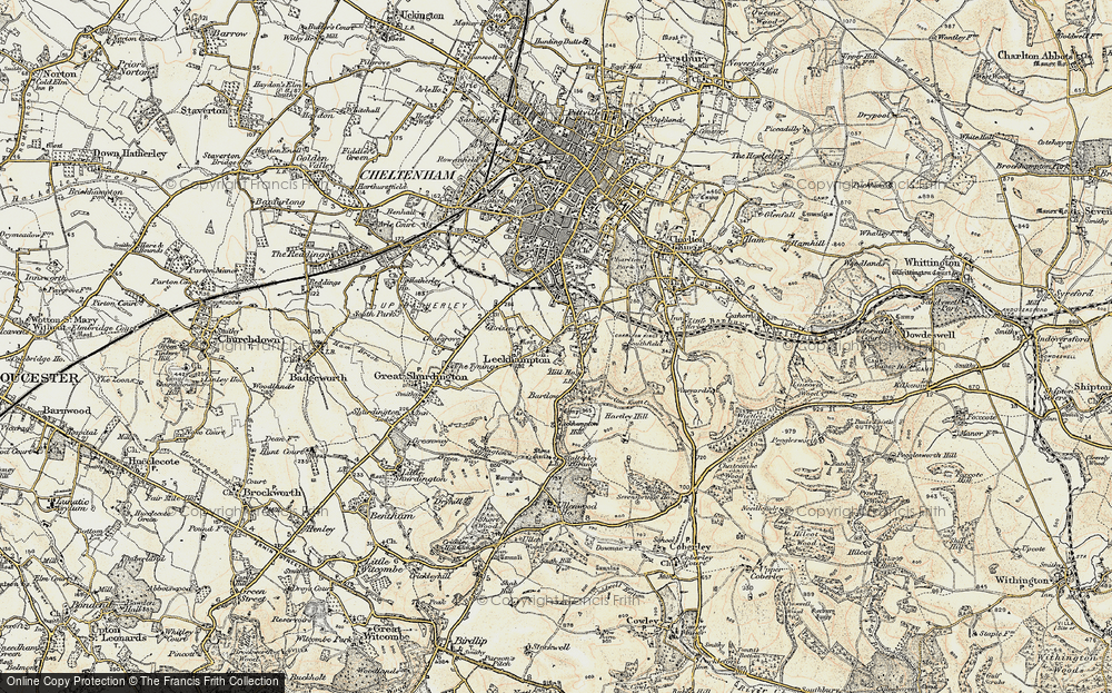 Old Map of Historic Map covering Leckhampton Hill in 1898-1900