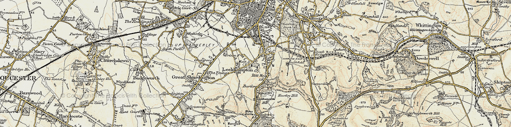 Old map of Leckhampton in 1898-1900