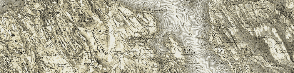 Old map of Allt nan Torc in 1906-1908