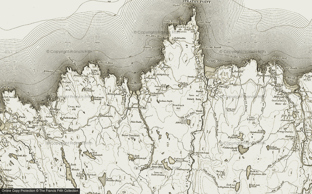 Old Map of Historic Map covering Beinn Chuldail in 1910-1912