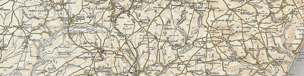Old map of Ledstone in 1899