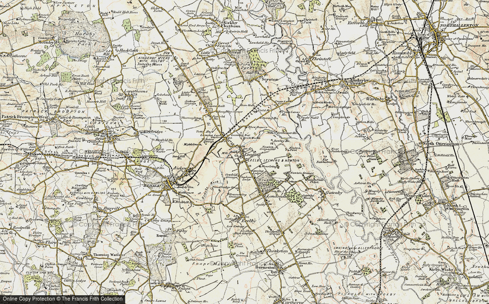 Old Map of Historic Map covering Leeming Lodge in 1904