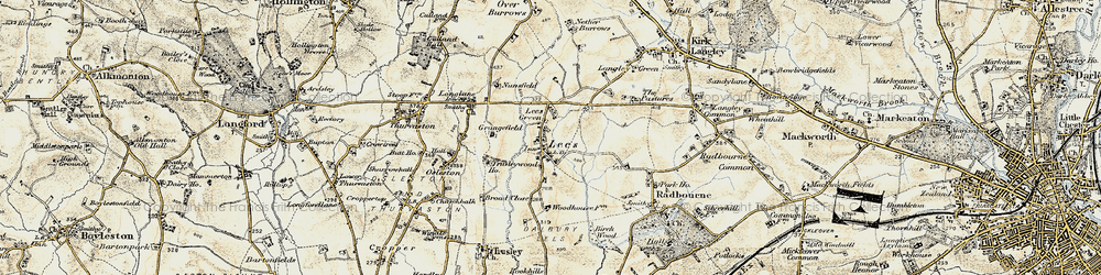 Old map of Lees in 1902
