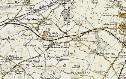 Old map of Leicester Forest East Service Area in 1901-1903