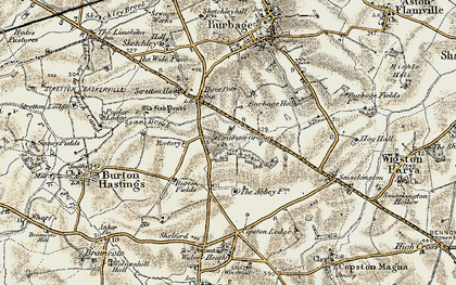 Old map of Leicester Grange in 1901-1902