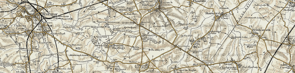 Old map of Leicester Grange in 1901-1902