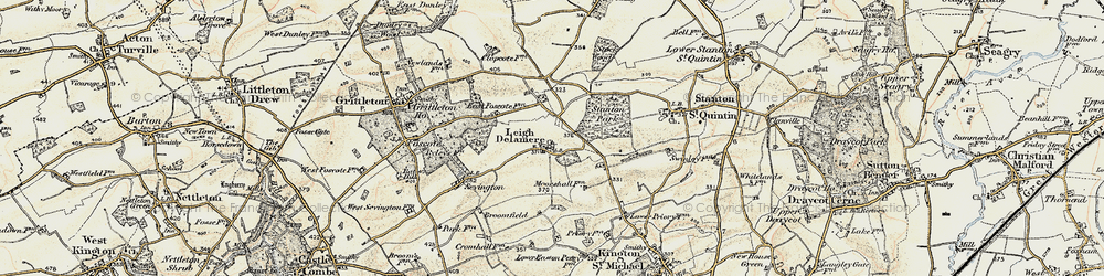 Old map of Leigh Delamere in 1898-1899