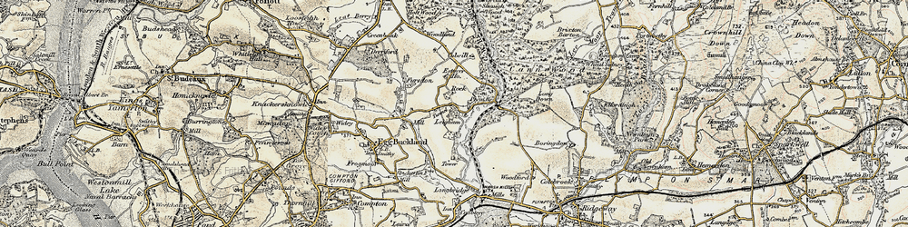 Old map of Plym Bridge in 1899-1900