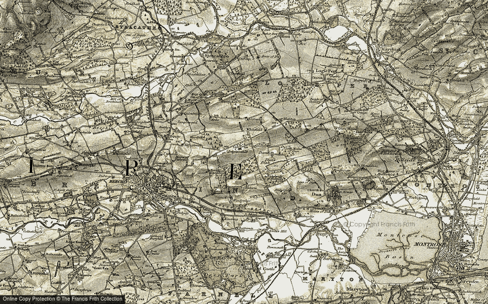 Old Map of Historic Map covering Addicate in 1907-1908