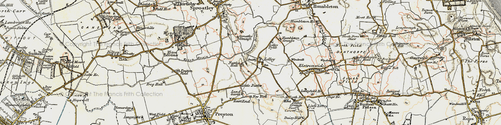 Old map of Lelley in 1903-1908
