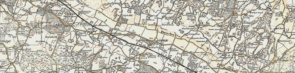 Old map of Lenham in 1897-1898