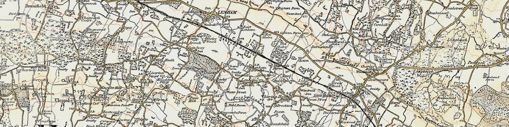 Old map of Lenham Forstal in 1897-1898