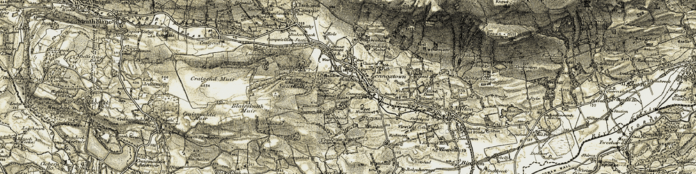 Old map of Lennoxtown in 1904-1907