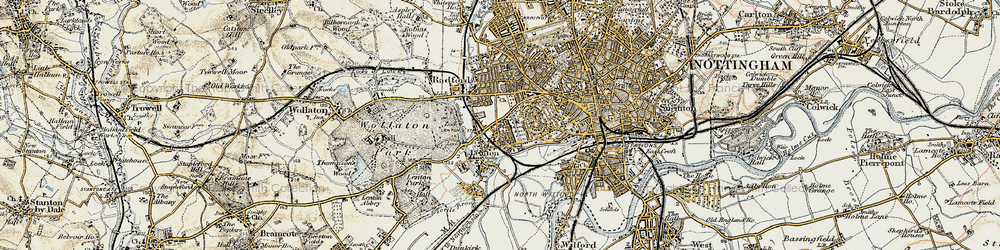 Old map of Lenton in 1902-1903