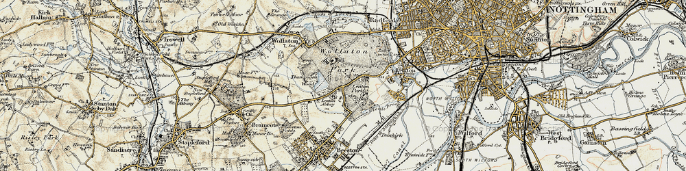 Old map of Lenton Abbey in 1902-1903