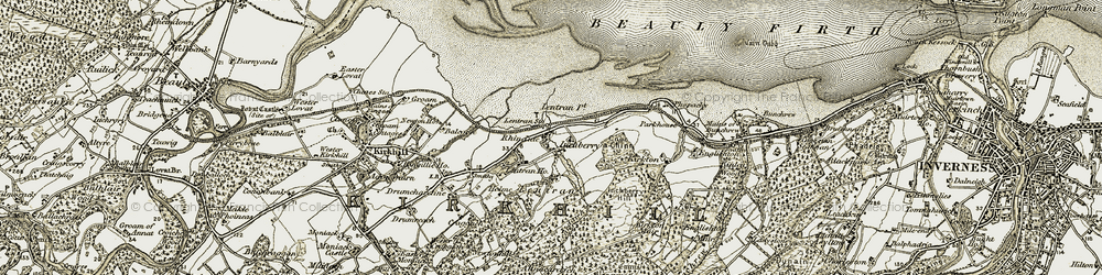 Old map of Lentran Point in 1908-1912
