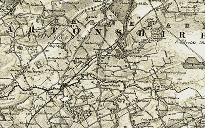 Old map of Lenziemill in 1904-1905