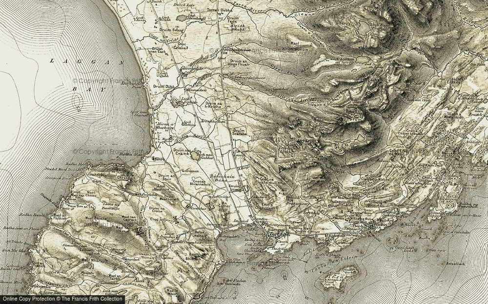 Old Map of Historic Map covering Bàtachain Bàna in 1905-1906