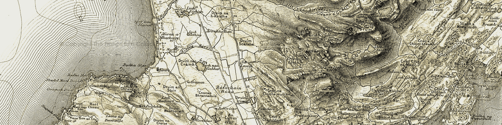 Old map of Leorin Lochs in 1905-1906