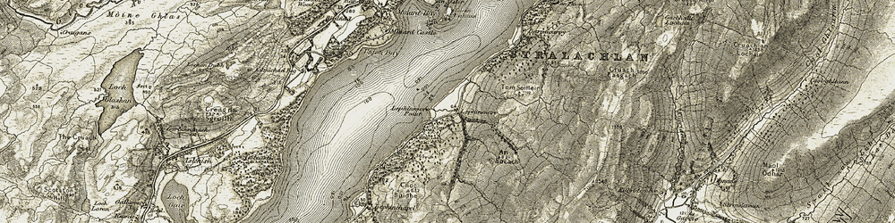 Old map of Lephinmore Point in 1906-1907