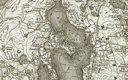 Old map of Lerwick in 1911-1912