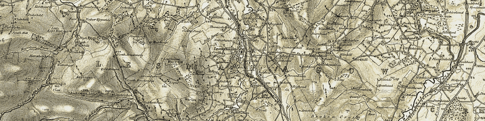 Old map of Lesmahagow in 1904-1905
