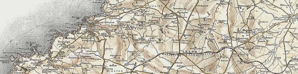 Old map of Lesnewth in 1900