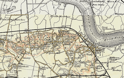 Old map of Lessness Heath in 1898