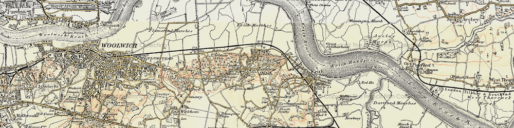 Old map of Lessness Heath in 1898