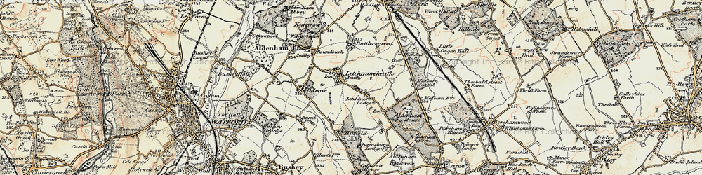 Old map of Aldenham School in 1897-1898