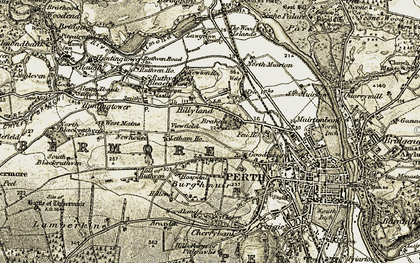 Old map of Letham in 1906-1908