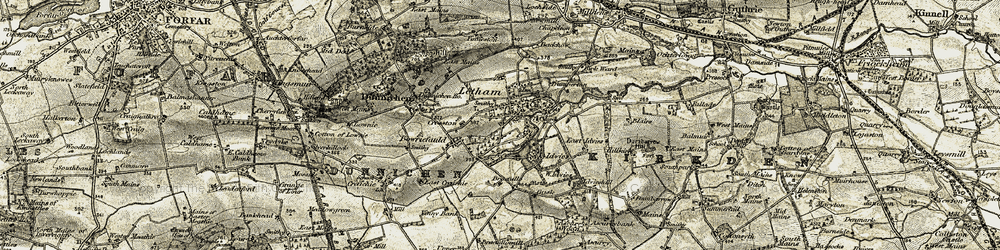Old map of Letham in 1907-1908