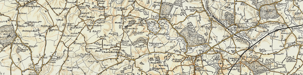 Old map of Letheringham Lodge in 1898-1901