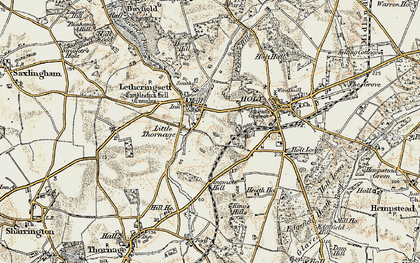 Old map of Letheringsett in 1901-1902