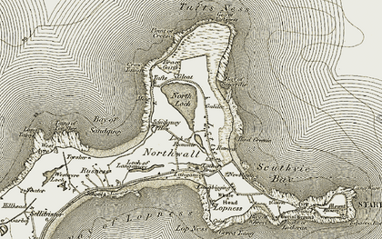 Old map of Bay of Sandquoy in 1912
