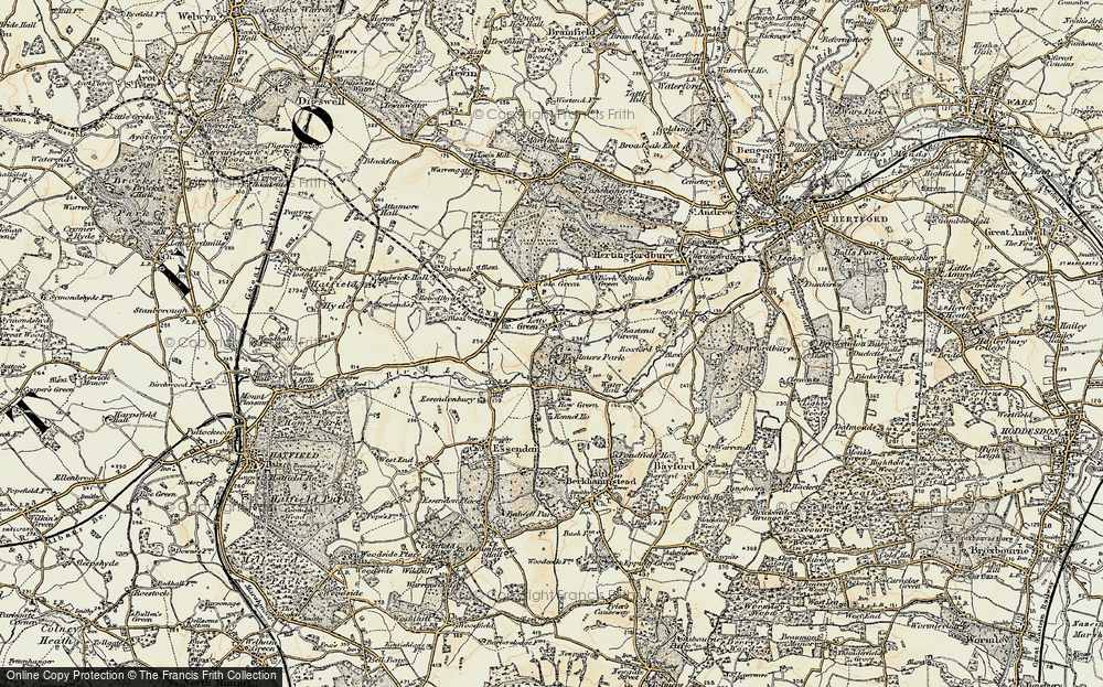 Old Map of Letty Green, 1898 in 1898