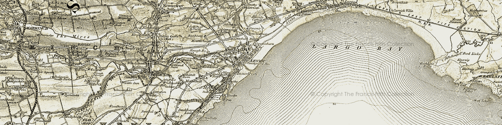 Old map of Leven Links in 1903-1908